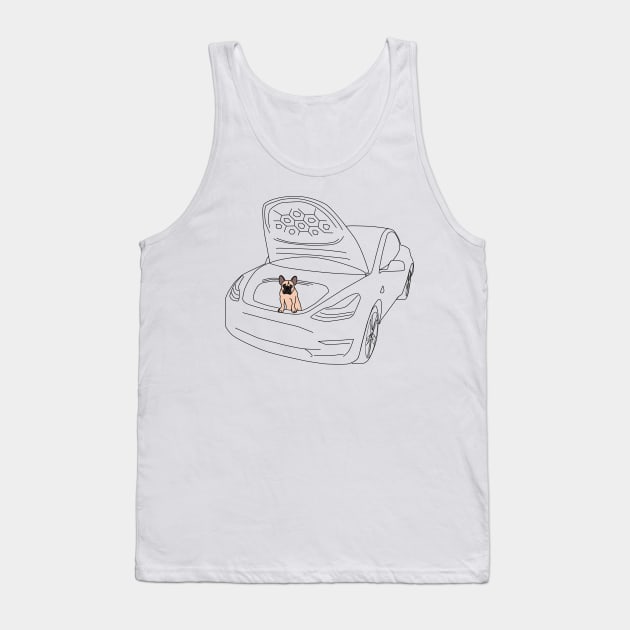 French Bull Dog Puppy in a Tesla Model 3 Frunk Tank Top by Shannon Marie